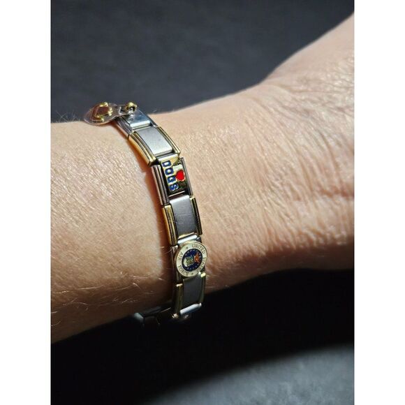 Silver tone Italian charm bracelet - Picture 1 of 10